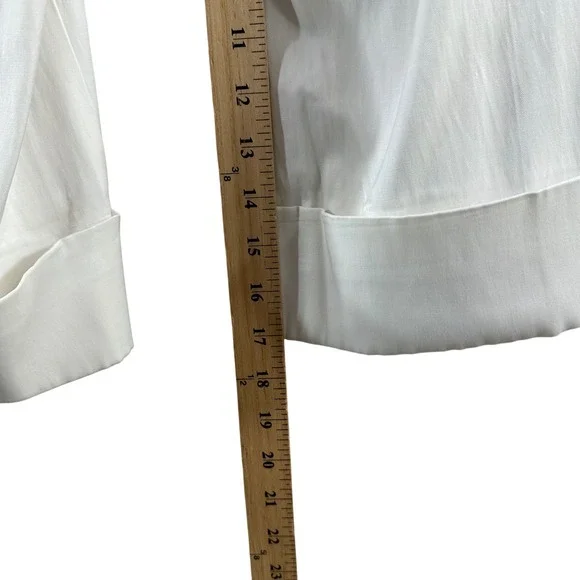 Cache White Cargo Capri Pants Belted Wide Leg Y2K Utility Trousers Womens 4 - Picture 6 of 11